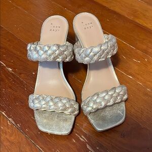 A New Day gold Braided block heels